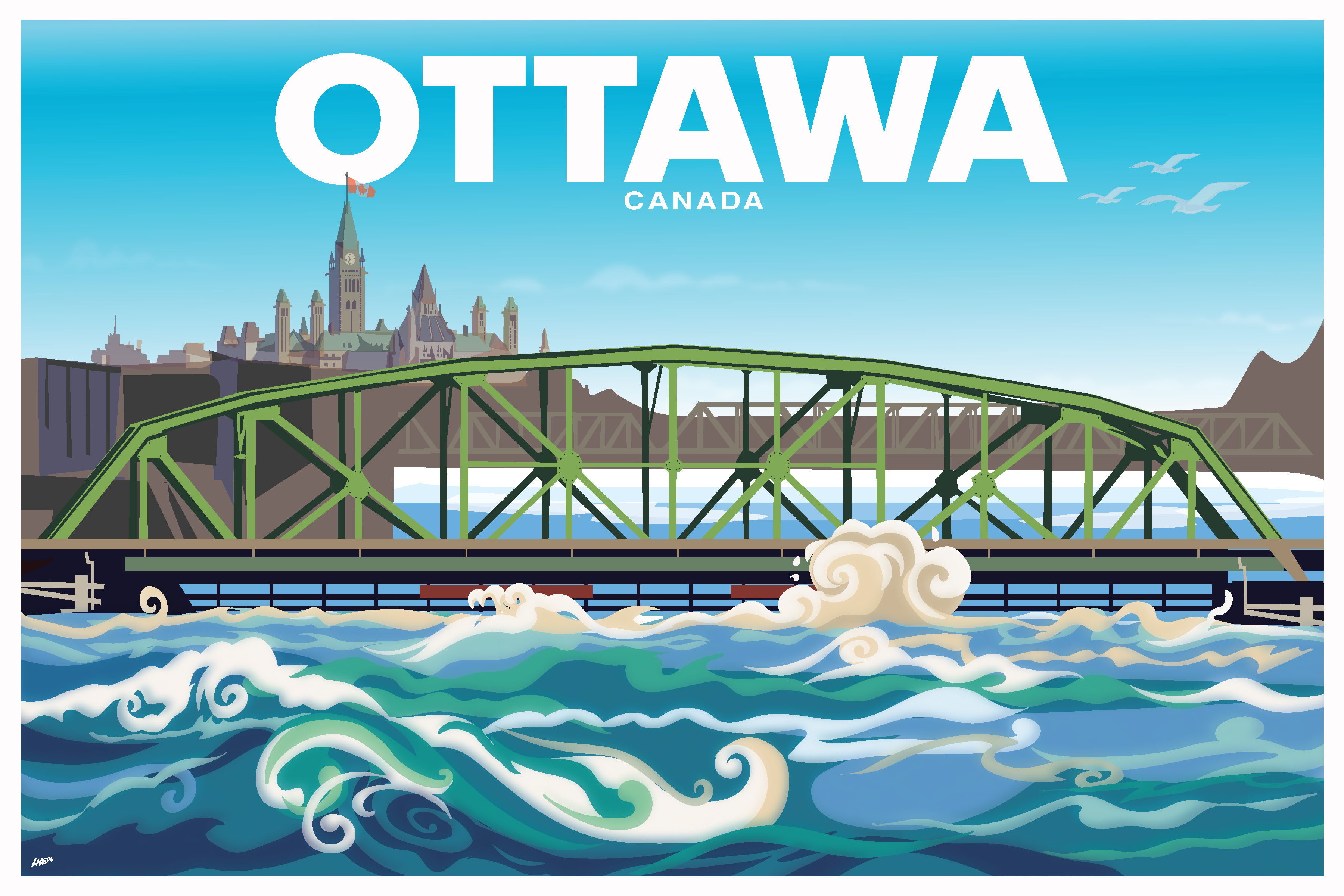 Bridge & River, Ottawa — full illustration